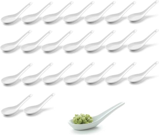 Lepeli per risotto, cucchiai per zuppa e servizio in porcellana bianca, ad esempio per risottiere o antipasti, cucchiai per dessert, cucchiaio di ramen, cucina da ristorante, Asia (24)