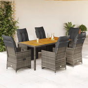 vidaXL Set Bistrò da Giardino 7 pz con Cuscini in Polyrattan Grigio