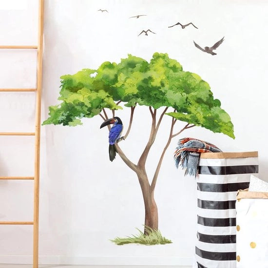 Decorazione per Parete con Piante in Stickers per Soggiorno e Camera da Bambino. Arte Decorativa per Parete con Piante in Stile Jungle.