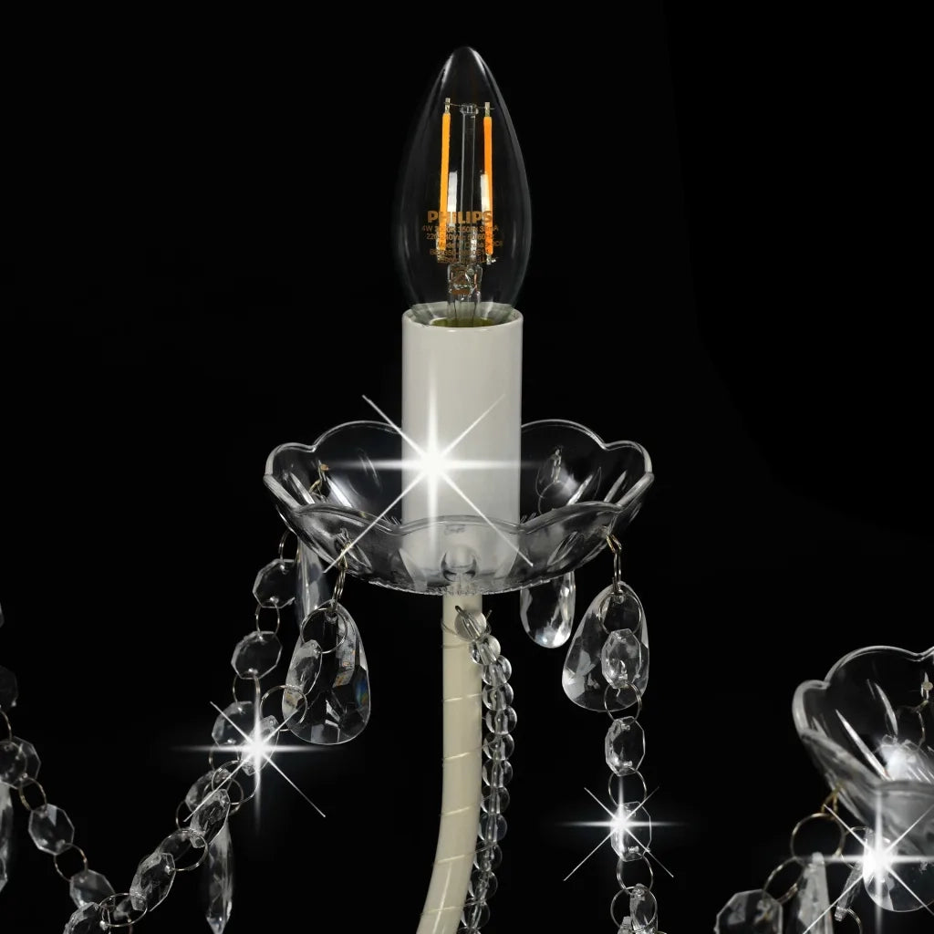 Elegante lampadario con perline dal design antico 80 x 75 cm atmosfera accogliente metallo bianco 02_0046414