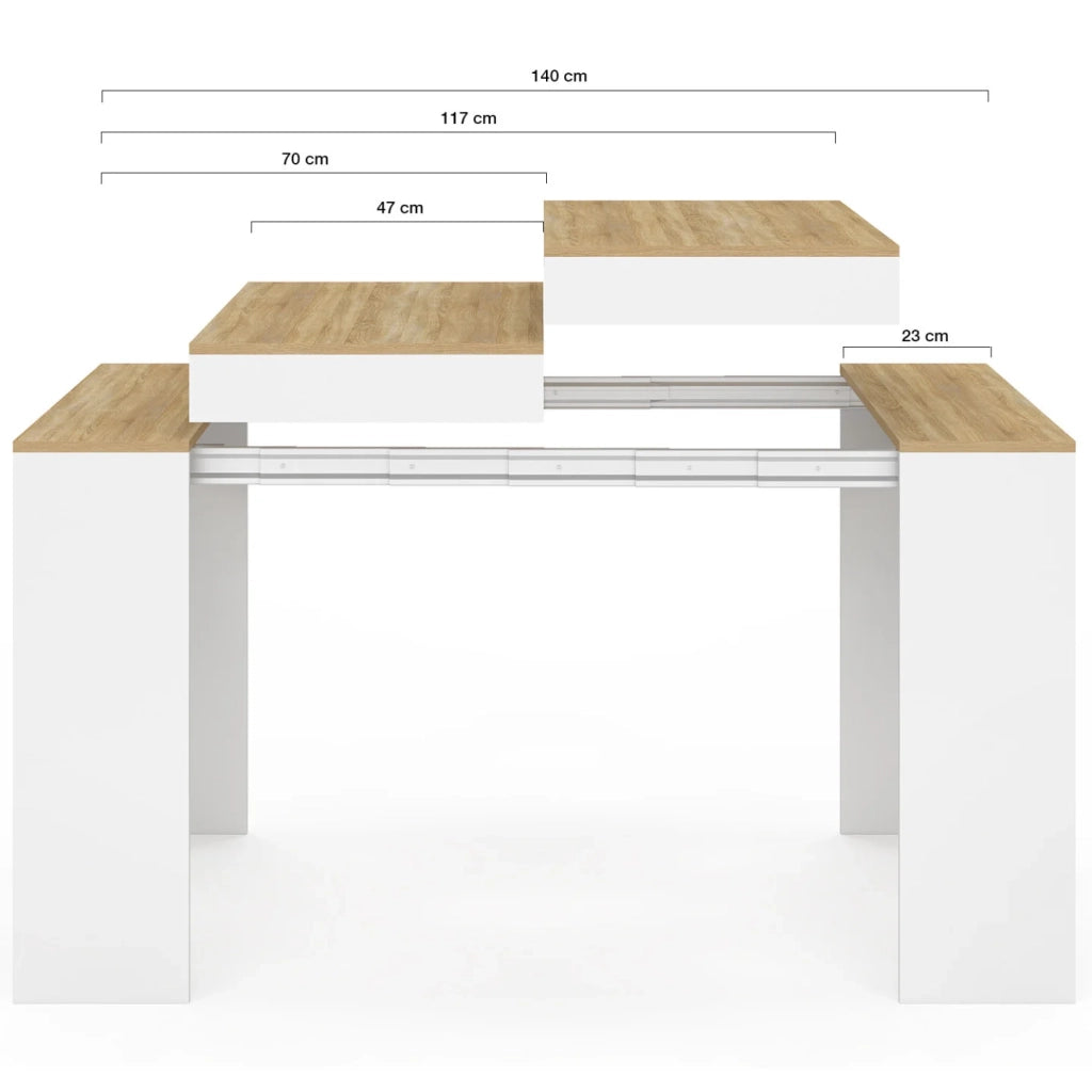 IDMarket - Consolle allungabile ORLANDO 6 posti 140 cm legno bianco e faggio impiallacciato