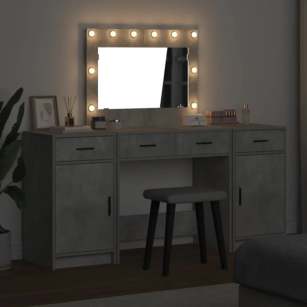 Tavolo da Trucco con cassetto 3 pcs Grigio Legno multistrato 3334248