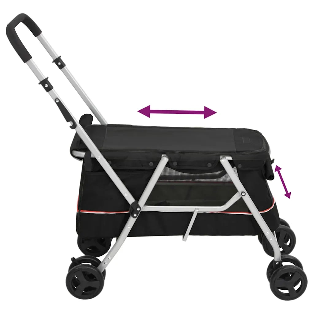 Passeggino per Cani Pieghevole Nero 100x49x96cm Tessuto di Lino CFW1638249