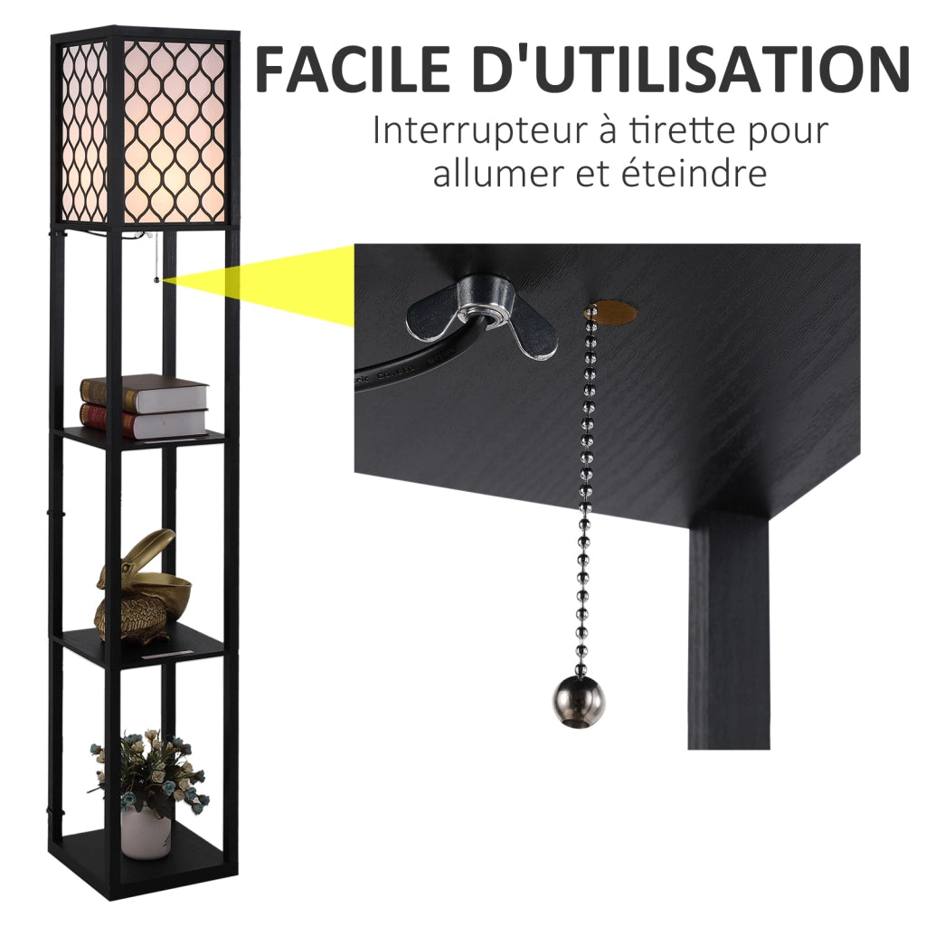 Lampada scaffale ¨C zephmum ¨C MDF nero 4 livelli 26x26x160 cm