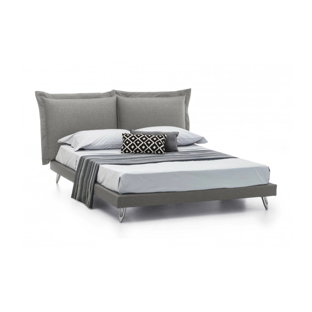 Letto matrimoniale Anatoly, Letto fisso in tessuto con piedini, Made in Italy, adatto per materasso 160x190 cm, Grigio