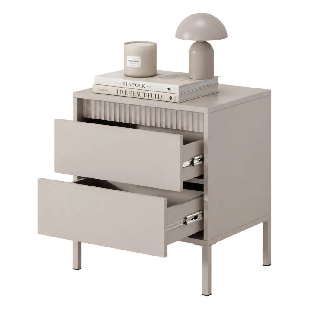 Gasalisa, Comodino 2 Cassetti, 54x40x56h cm Beige