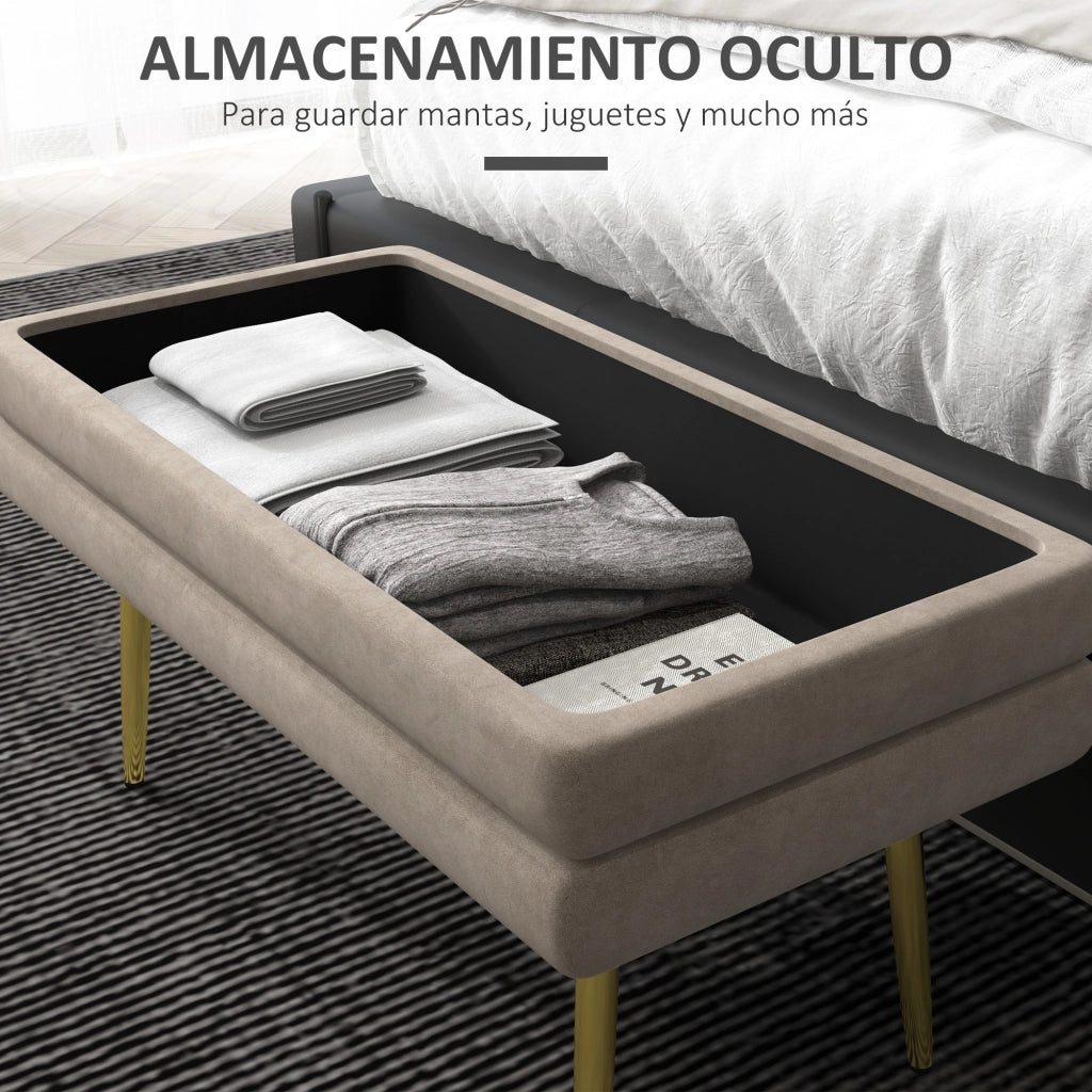 Letto contenitore imbottito in velluto ¨C zephmum ¨C 79.5x37.5x43 cm beige
