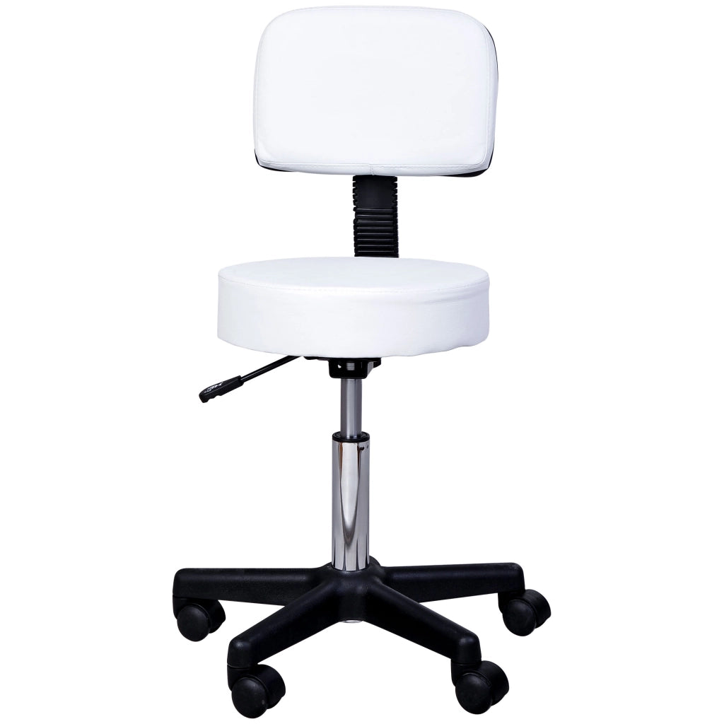 Sgabello da ufficio regolabile in altezza con schienale girevole 360¡ã ¨C zephmum ¨C Bianco 72-84 cm