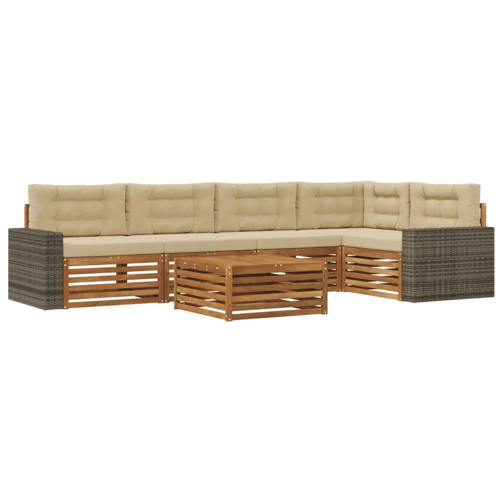 Set di divani da esterno 6 pcs Naturale e Beige 79 x 79 x 37 cm