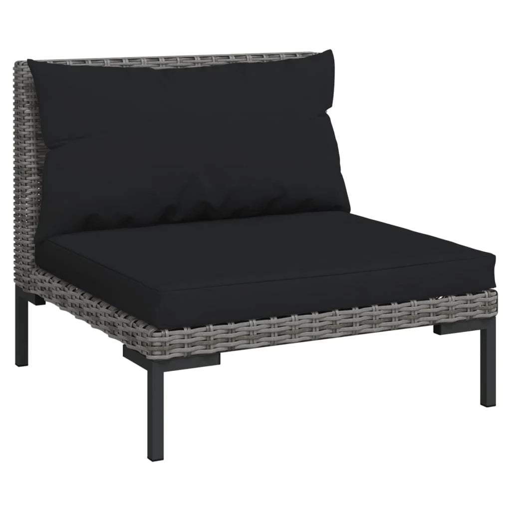 Set di mobili da giardino mobili da esterno set da 4 pezzi con cuscini resina intrecciata grigio scuro 02_0016186