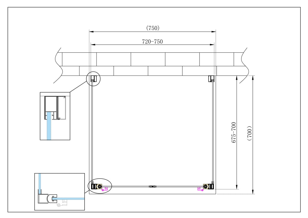 Porta battente Saloon  + 2 lati fissi box doccia 6 mm cromo 2 FISSE 67,5-70 + SALOON 72-75