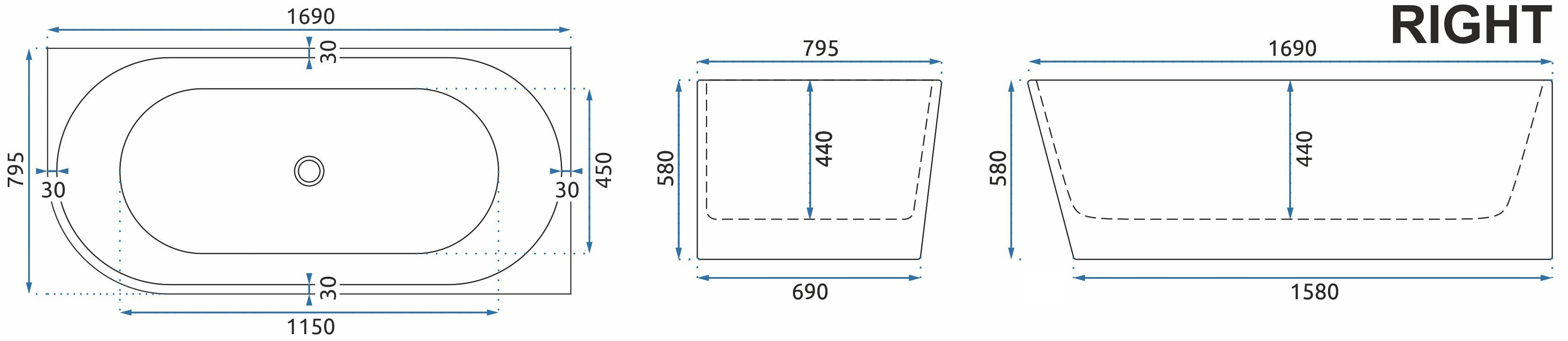 Vasca Bagno Sydney Bellanto Bellanto Destra 170cm