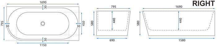 Vasca Bagno Sydney Bellanto Bellanto Destra 170cm