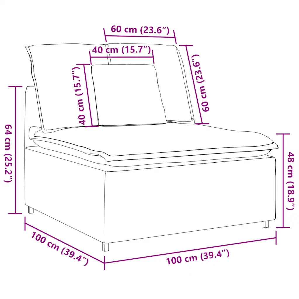 Modulo Centrale Divano Modulare con Cuscini Tortora 100 cm CFW9914669