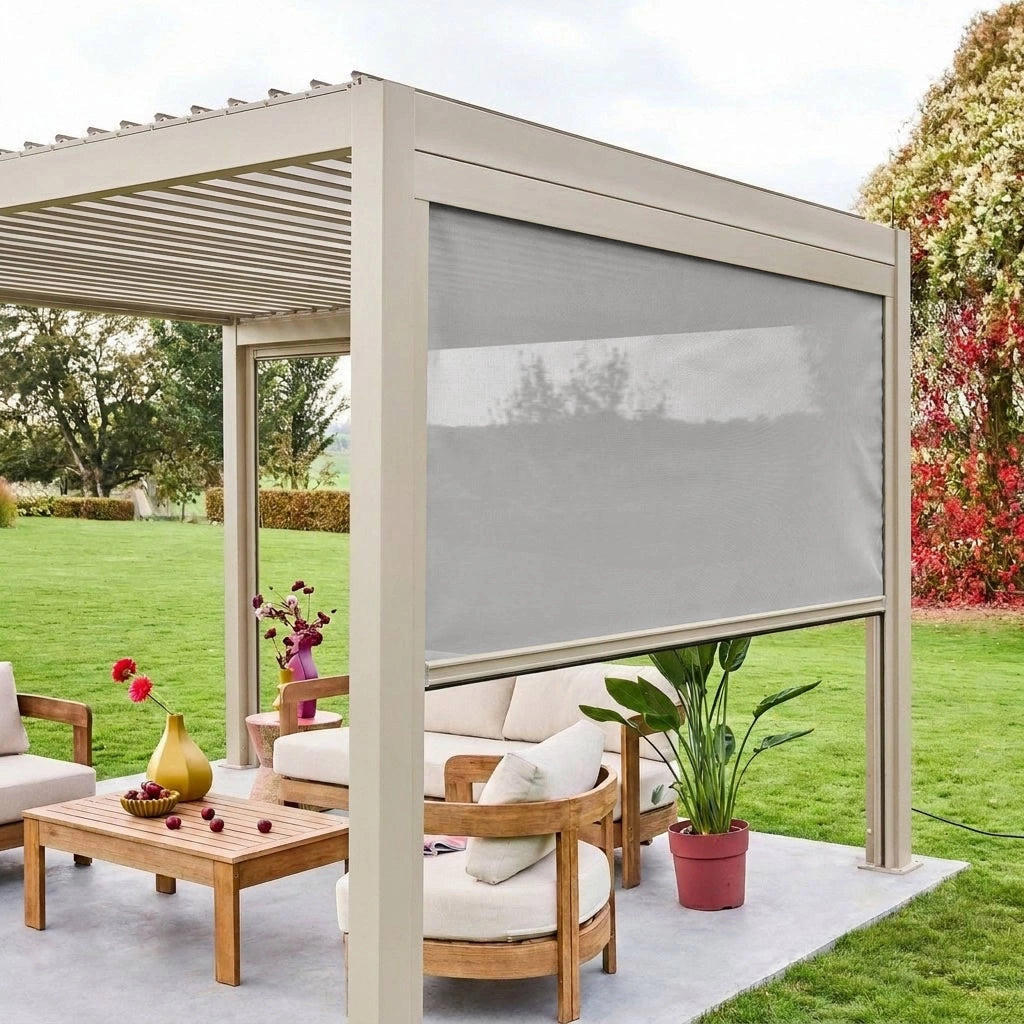 tenda laterale avvolgibile alluminio e textilene per pergola, 3m,