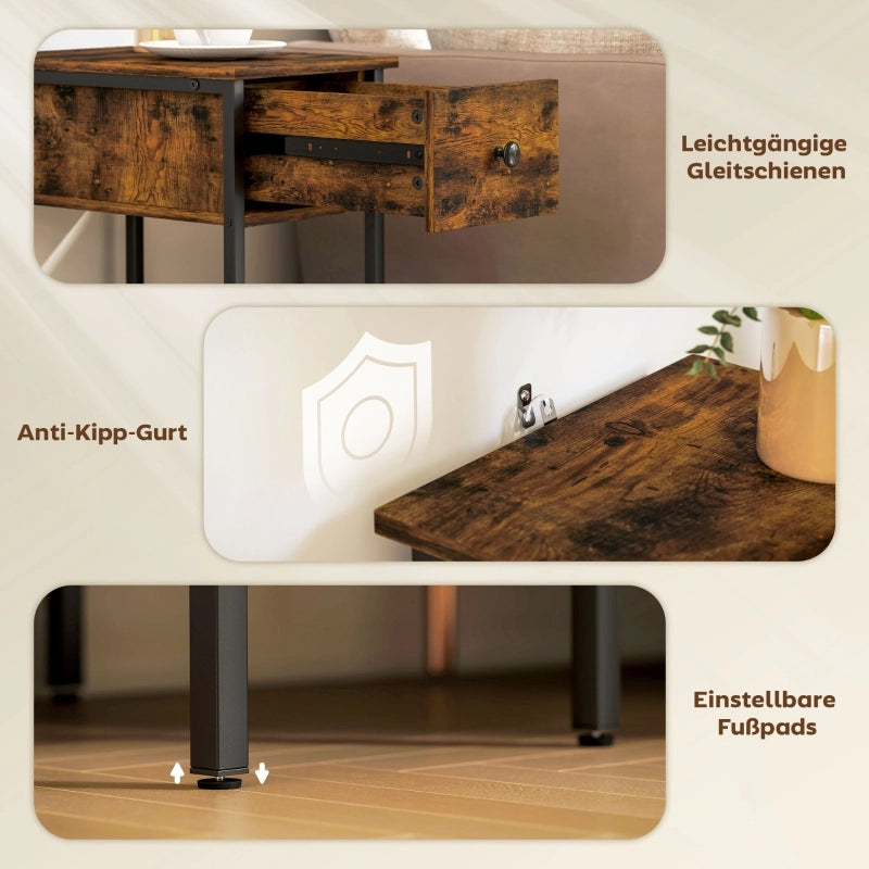TAVOLINO con cassetto e vano aperto 25 x 39,8 x 58,2 cm Marrone
