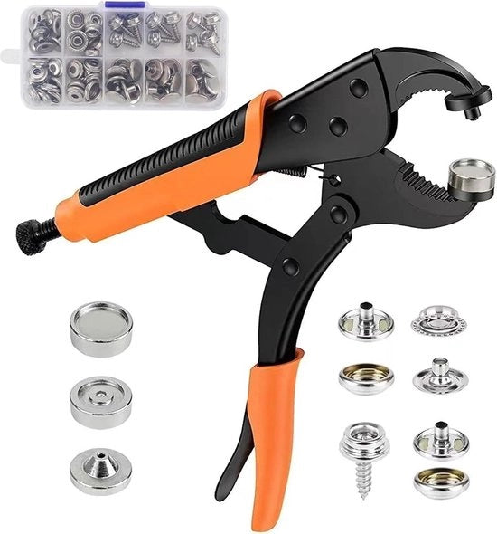 Oogtangset magnetico - Incluso 200 occhi rosmuturati - Ø 10 mm - Per tende da sole, stoffe, parabrezza, zanzariere e pelle sintetica