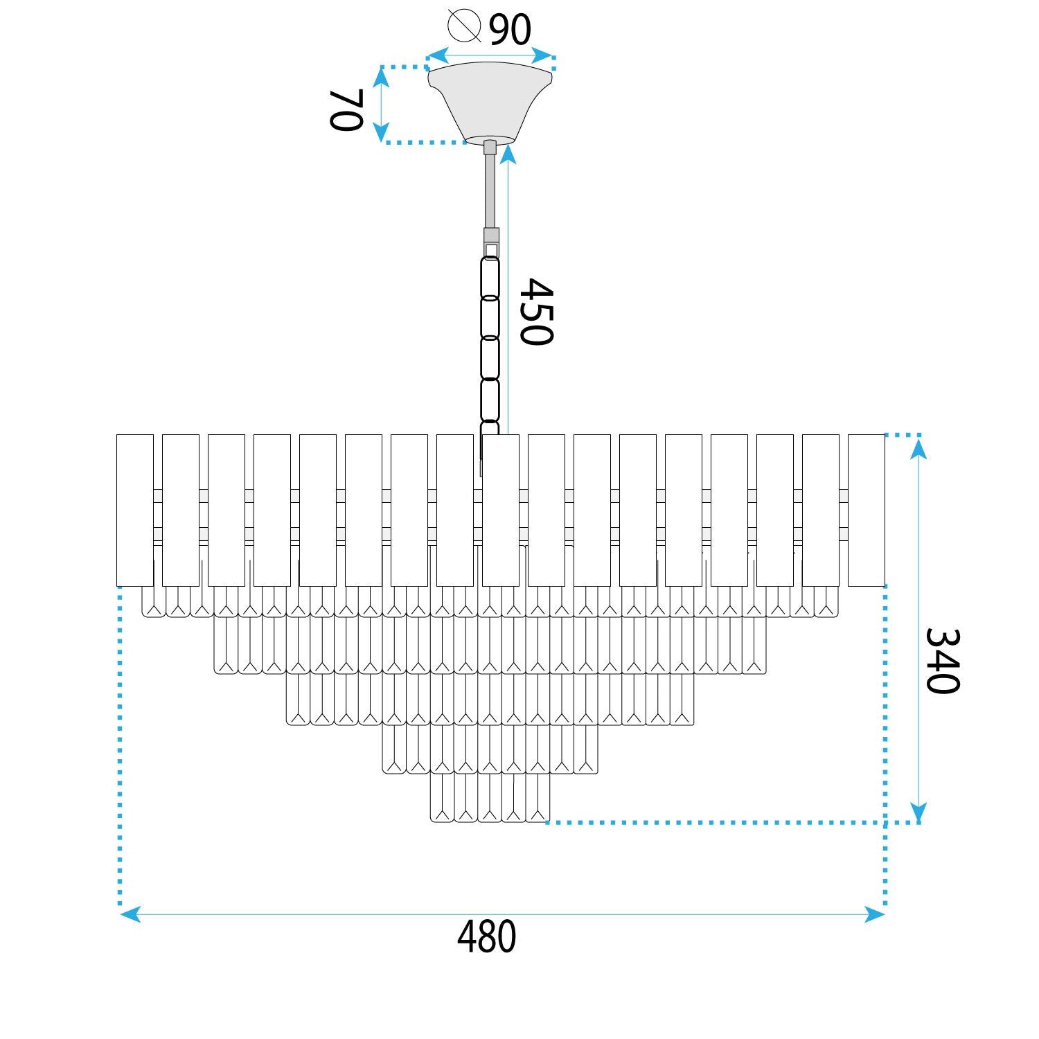 Lampada Cristal G056-cp 50cm Gold