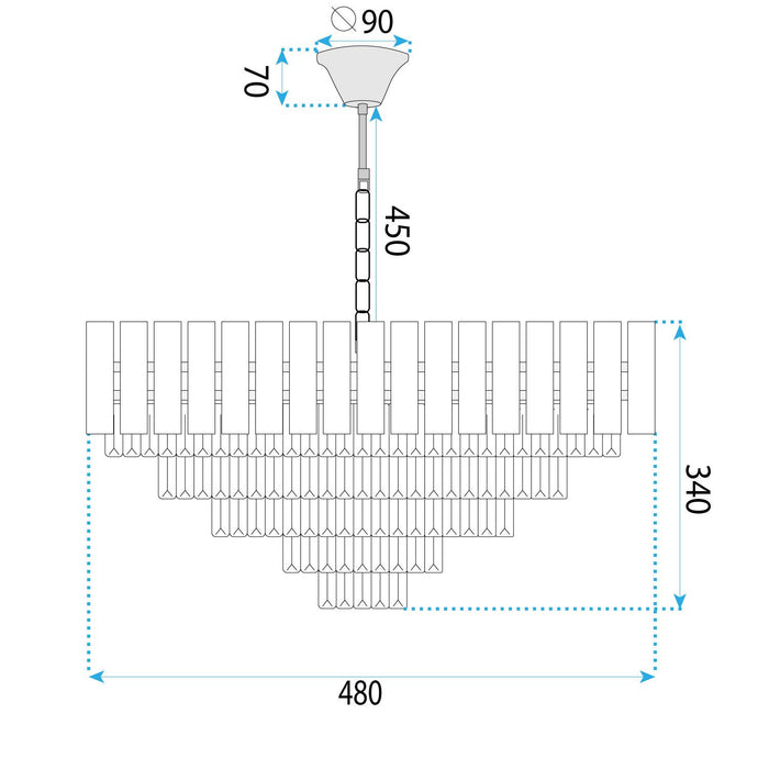 Lampada Cristal G056-cp 50cm Gold