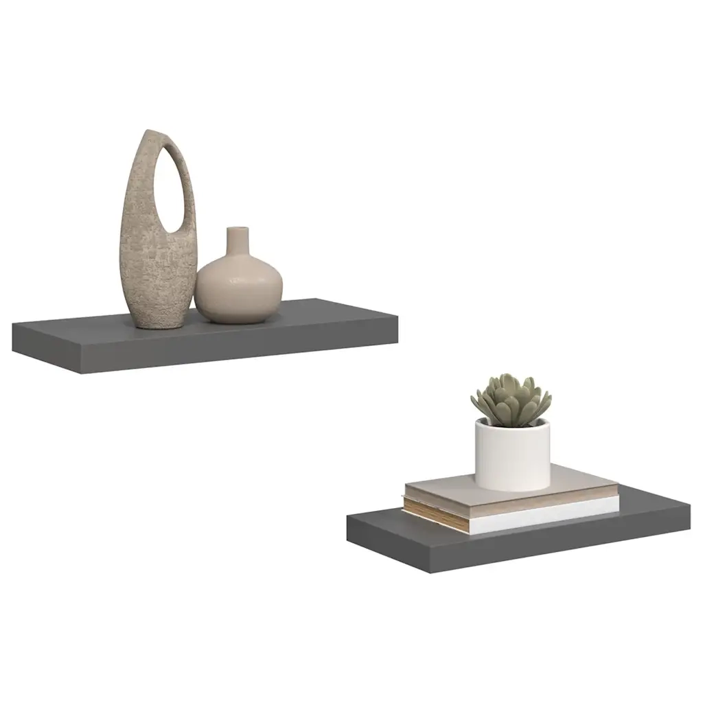 Scaffali a Parete 2 pz Grigio Lucido 50x23x3,8 cm in MDF cod mxl 33124