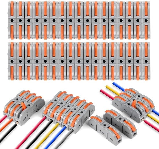 Connettori a doppia presa velcro - 80 pezzi - rapido blocco di connessione - progettazione push-type - 2 pin - connettore di divisione rapida del cavo - 18-22 AWG