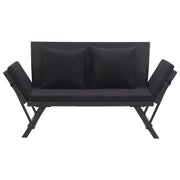 Panchina da Giardino | Panca da Giardino con Cuscini 176 cm Nera in Polyrattan
