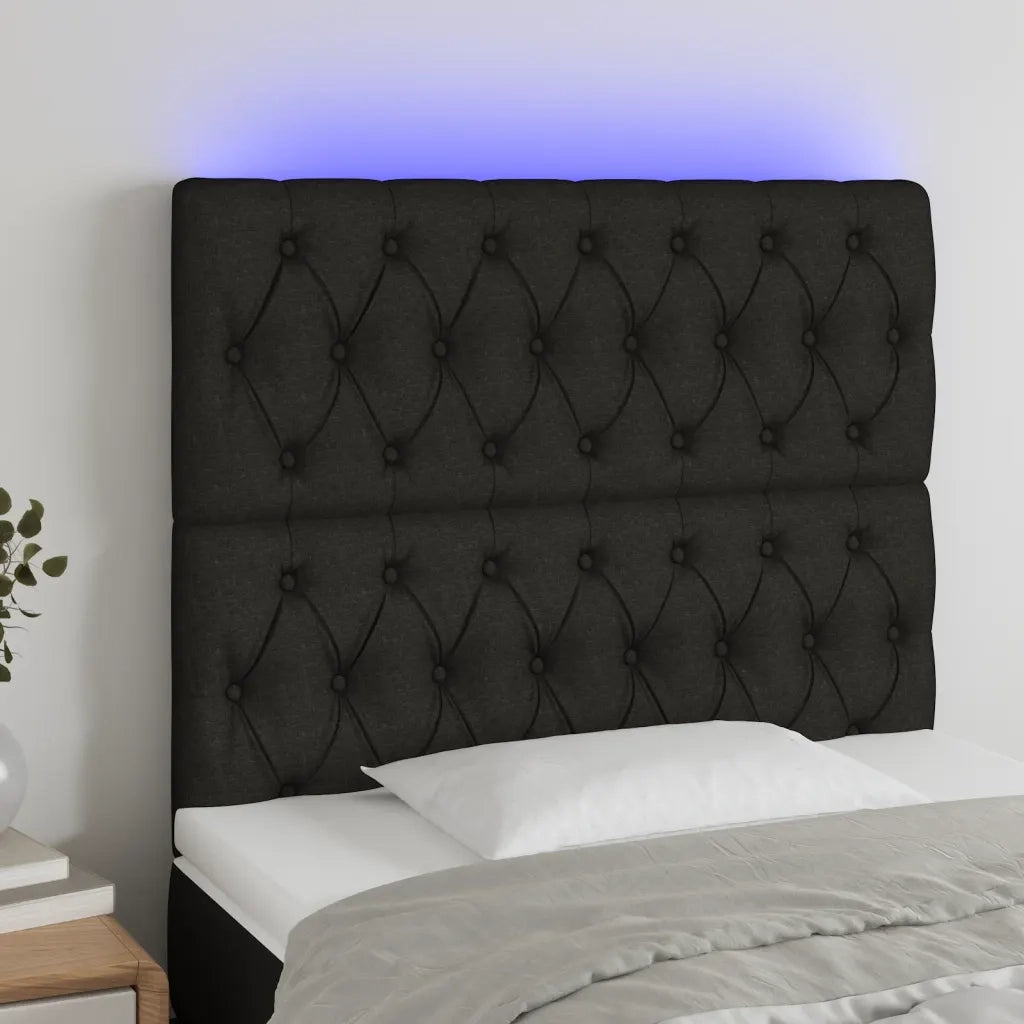 Testiera | Testata a LED nero 90x7x118/128cm in Tessuto