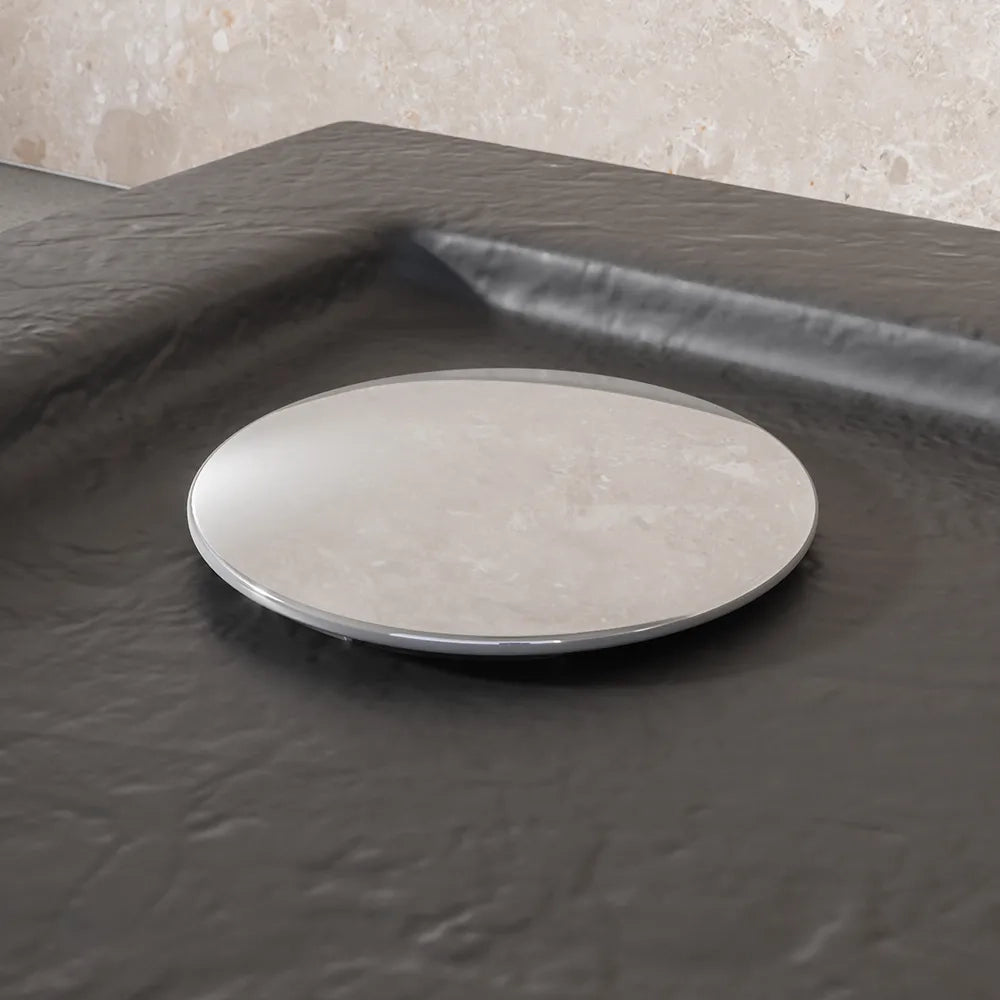 Piatto doccia 80x100 effetto pietra nero in acrilico altezza slim | Petra