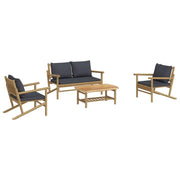 Set di mobili da giardino per esterni 4 pezzi con cuscini in bambù grigio scuro 02_0016135