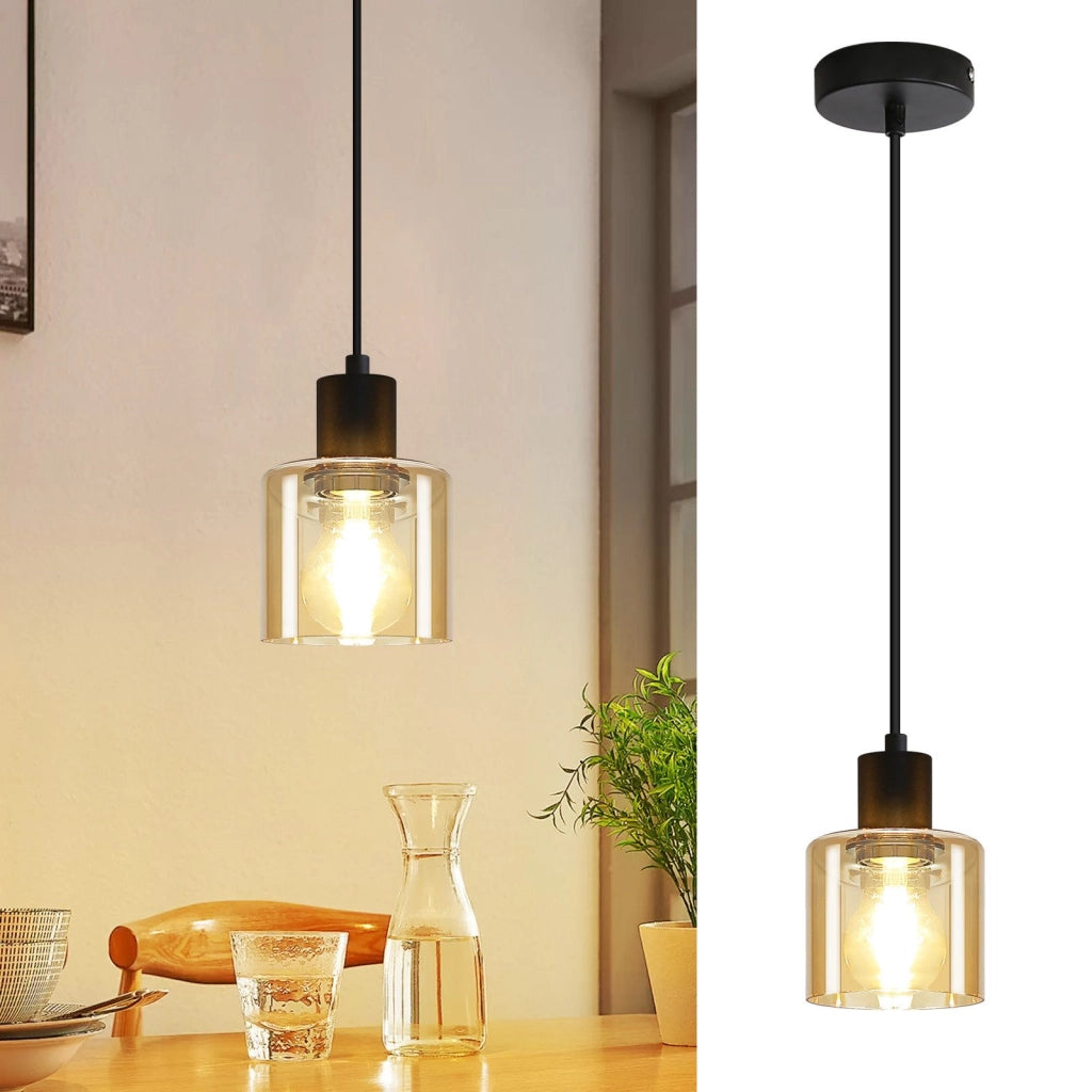 Lampada a sospensione ZMH per sala da pranzo ambra 170 cm lampada a sospensione 1 fiamma hotel vintage