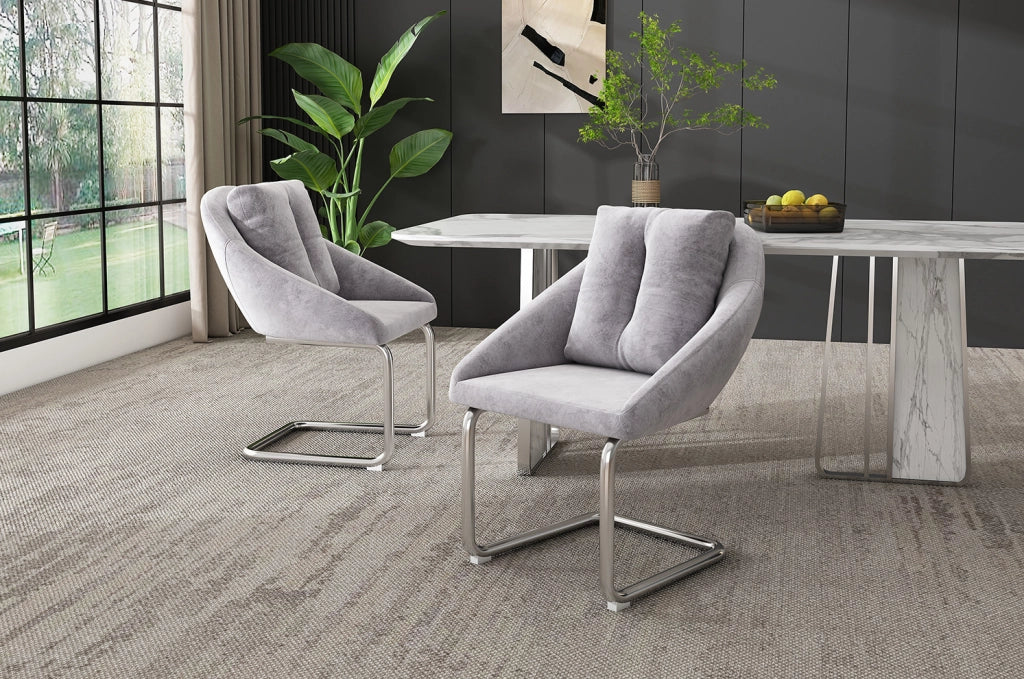 Set di 6 sedie in velluto con struttura in metallo grigio
