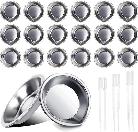Palet di Alta Qualità in Acciaio Inossidabile - Rond 5 cm - 18 Stuks - Dispense 1/3/5 ml - Per Acquarello/Olio - Dispense Translucide - Palet di Pittura
