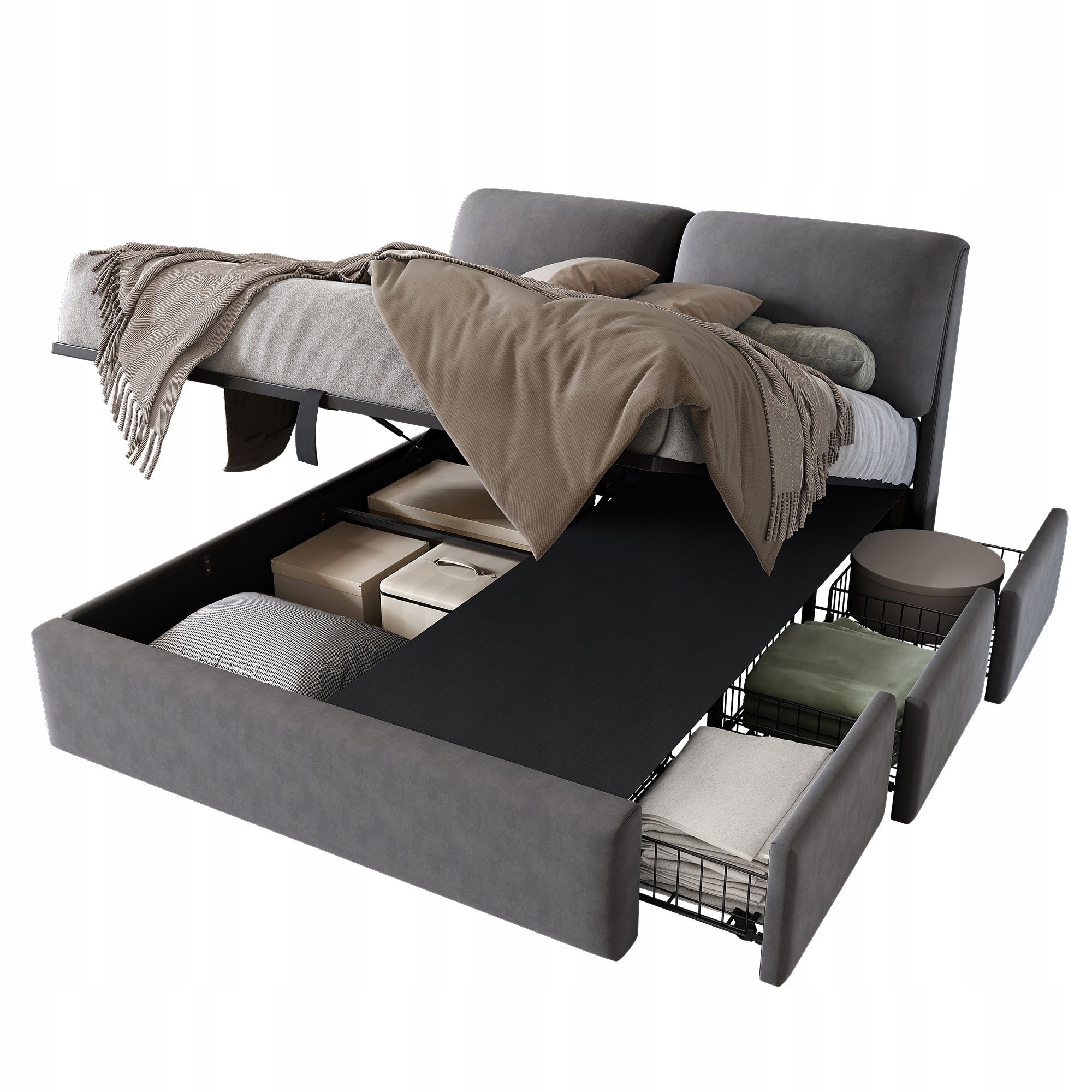 Letto 140x190 - Xylo - 3 Cassetti, Senza Materasso
