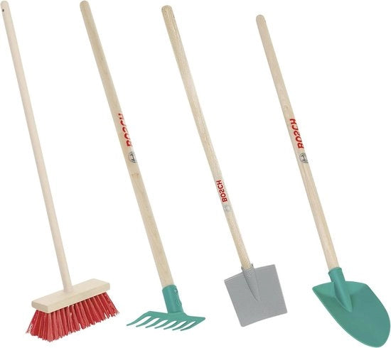 Set di attrezzi per giardinaggio per bambini a partire dai 3 anni - zappa - rasoio per foglie - rastrello - spazzola