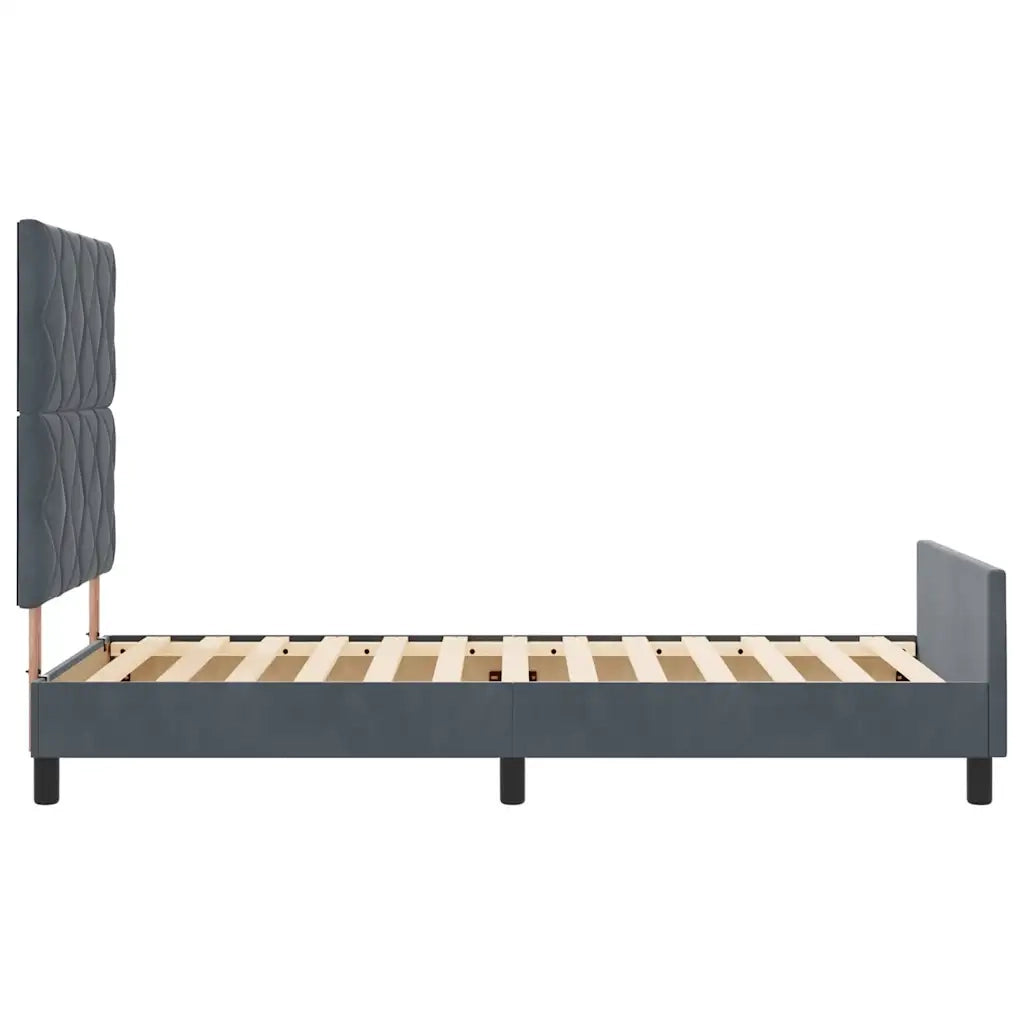 Letto a molle con testiera-Rete con Testiera Grigio scuro 100 x 200 cm Velluto 908977