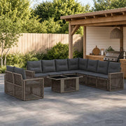 Set Divano da Giardino 10 pz Grigio e Grigio Scuro polyrattan 3436811