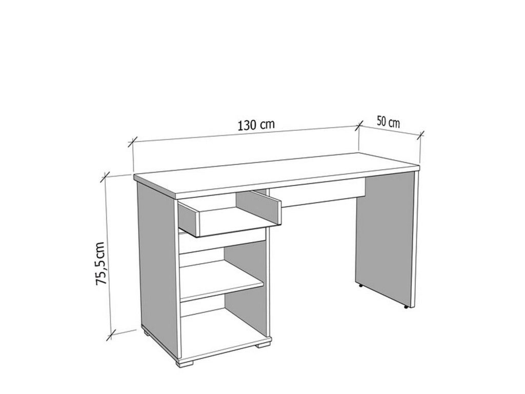 Cambio, Scrivania un Cassetto, 130x50x75.5h cm Marrone Rovere
