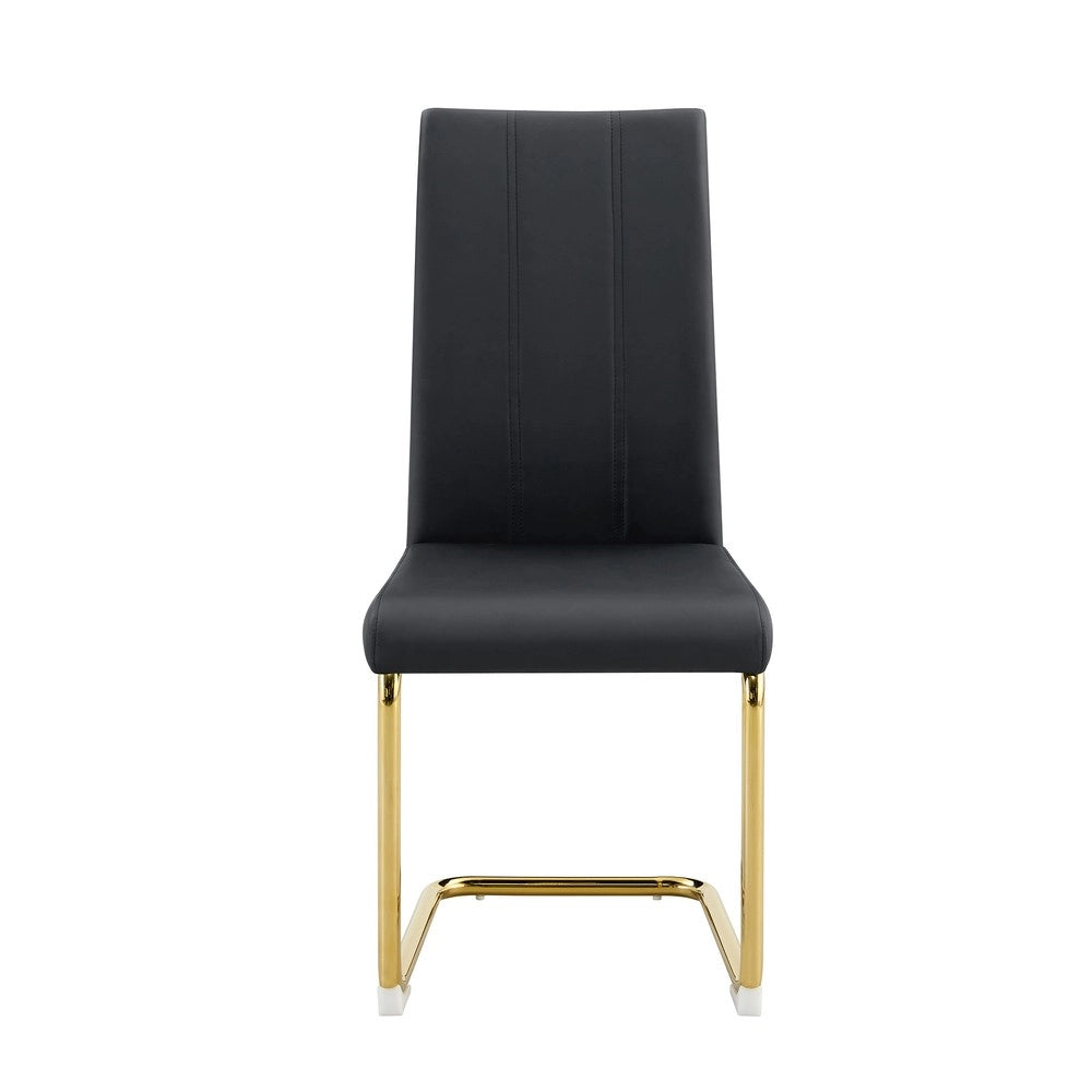 Sedia da pranzo design moderno ¨C Minimal ¨C nero similpelle gambe in metallo