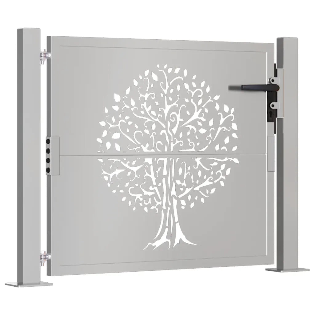Cancello da Giardino 105x130 cm in Acciaio Corten Design Albero
