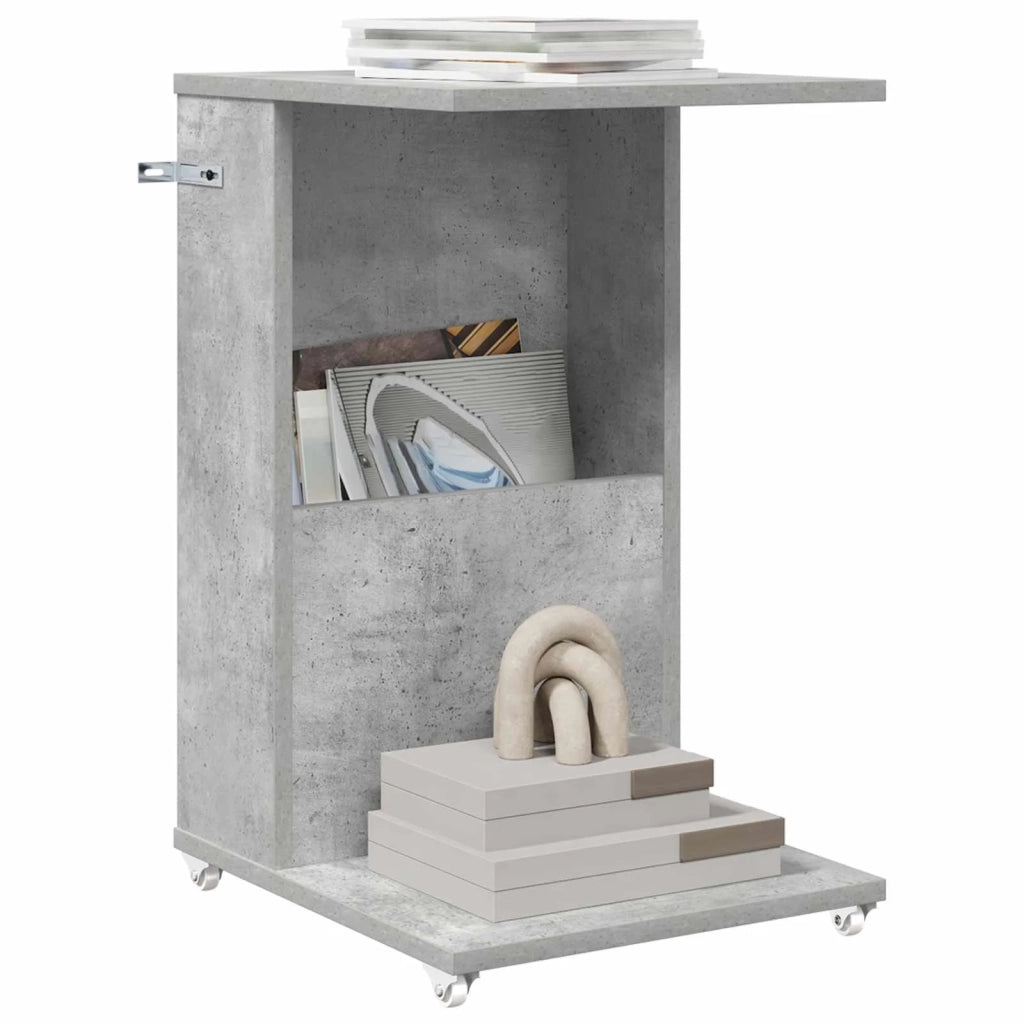 Tavolo laterale con ruota Grigio cemento 40 x 35 x 60 cm 8000375