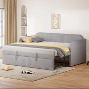 Letto divano 90 × 190 cm et 180 × 190 cm estensibile con doghe, senza materasso, in lino grigio chiaro