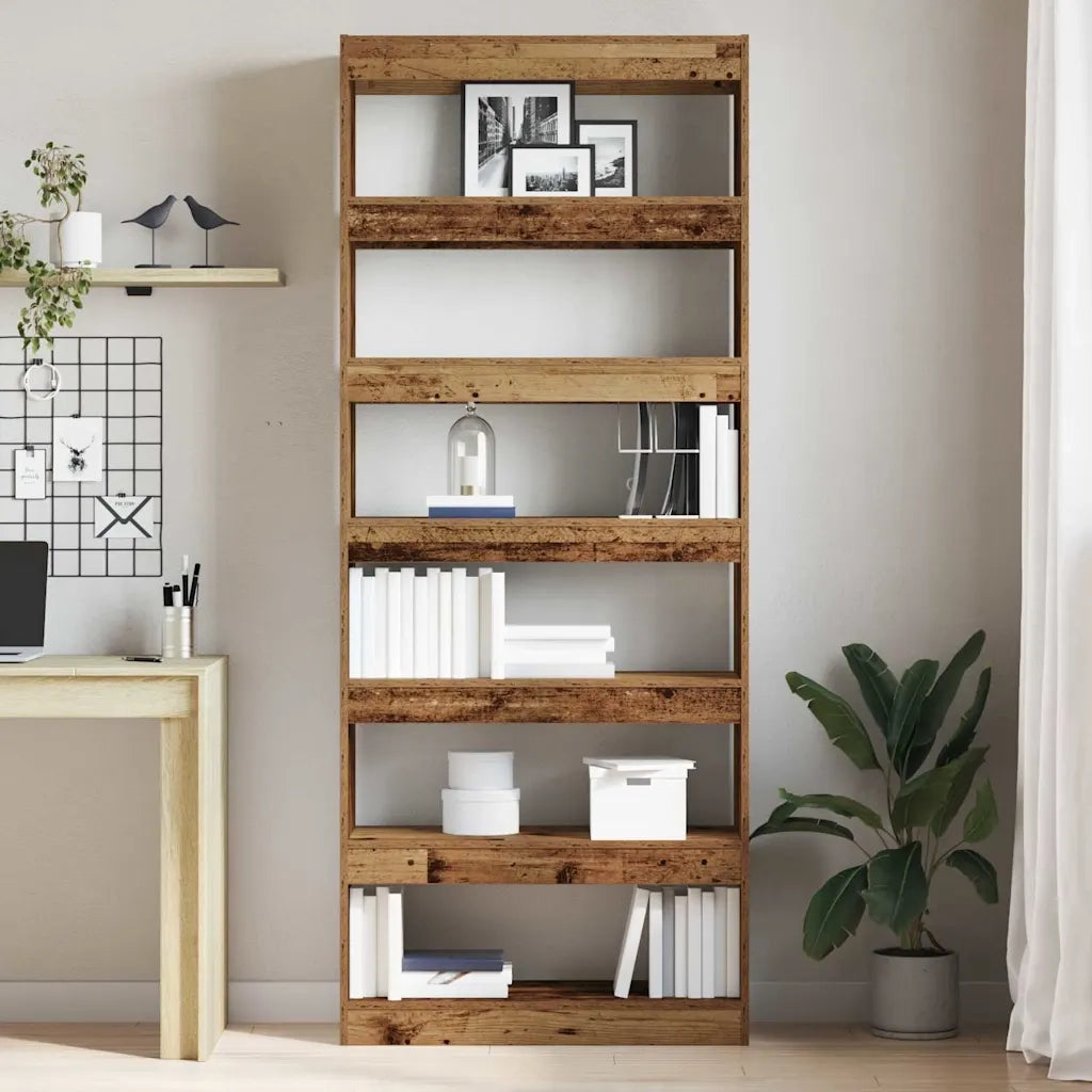 Armadio per Libri 6 livelli 80 x 30 x 198 cm Legno vecchio 3333921