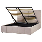 Letto matrimoniale con contenitore rivestito in tessuto tortora 160 x 200 cm camera da letto elegante