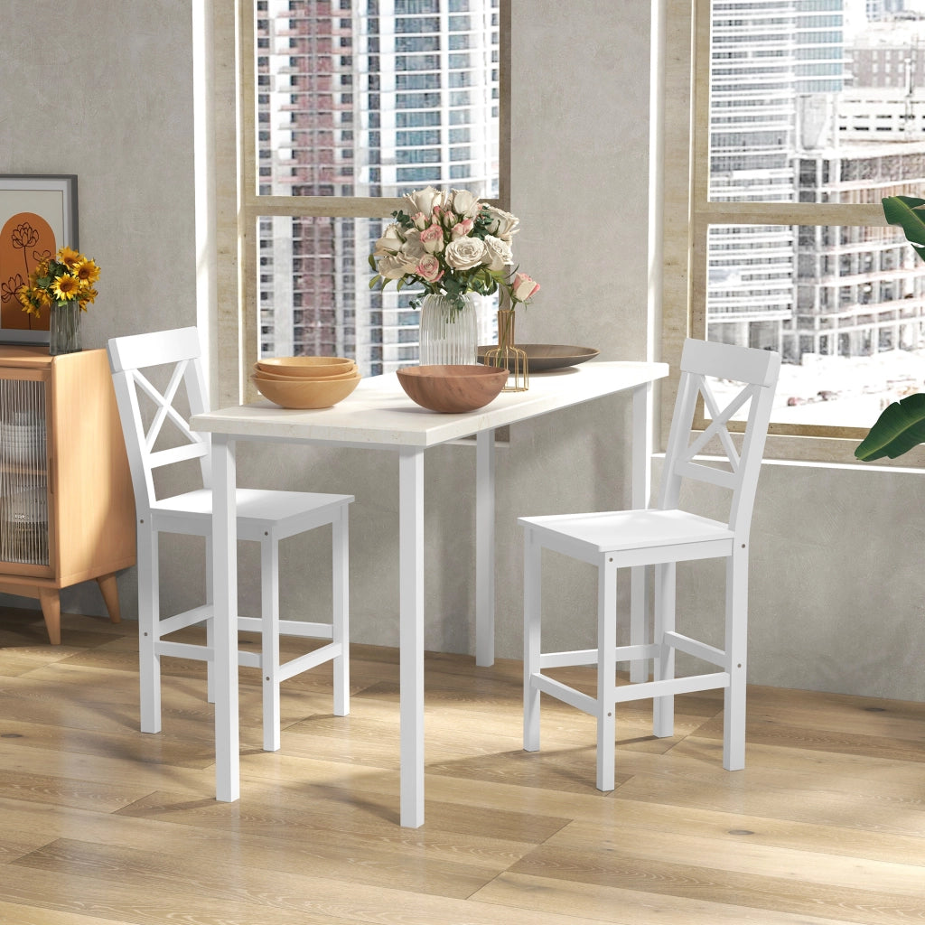 Sgabelli da bar in legno con poggiapiedi ¨C zephmum ¨C bianco 60 cm