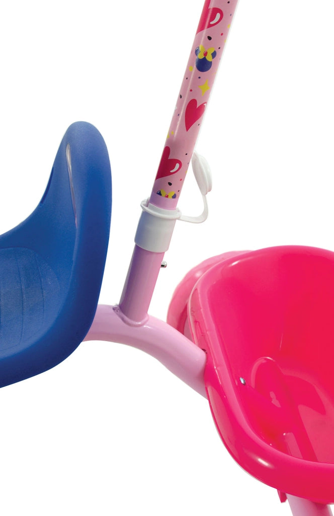 Triciclo a Pedali Primi Passi per Bambini con Maniglione Genitoriale Rimovibile e Vano Contenitore Disney Minnie Rosa