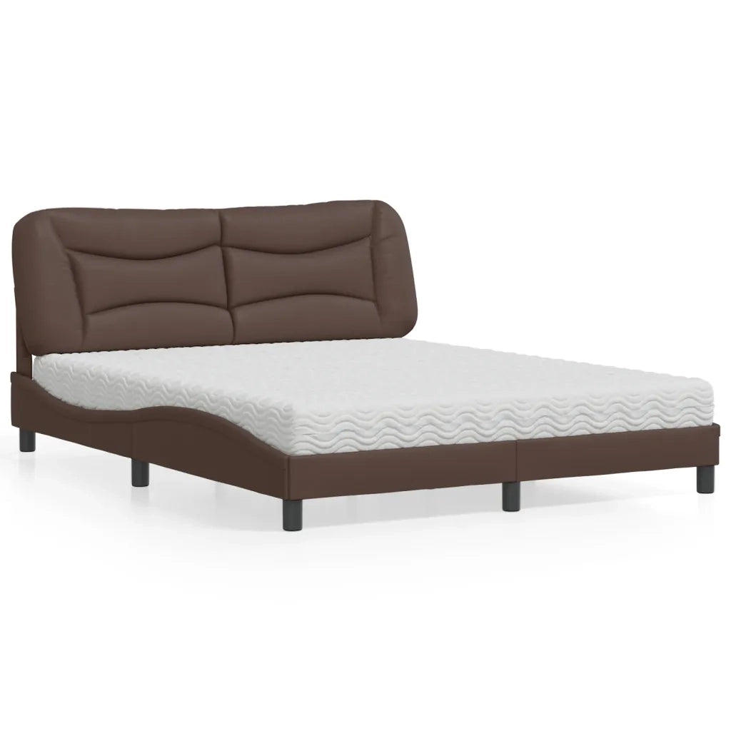 Letto con Materasso Hvar Marrone 160x200cm in Similpelle 3208733