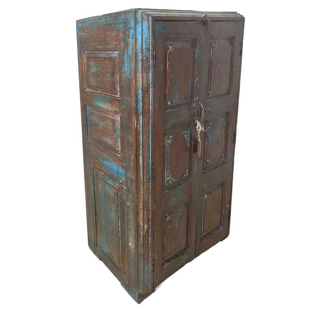 Armadio in legno con finitura artigianale marrone 75x36x138h cm