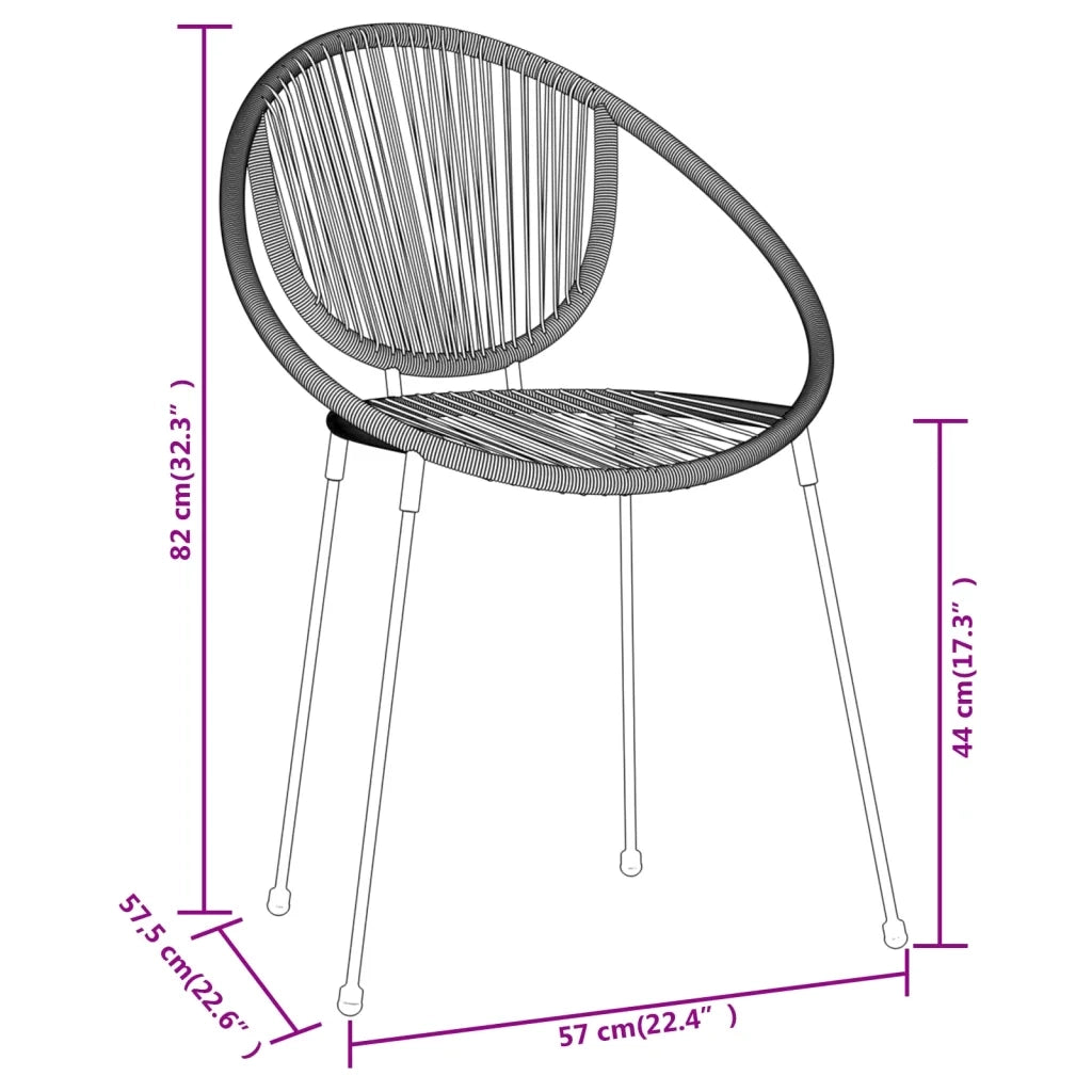 Set Mobili da Pranzo per Giardino 3 pz Nero cod mxl 35232