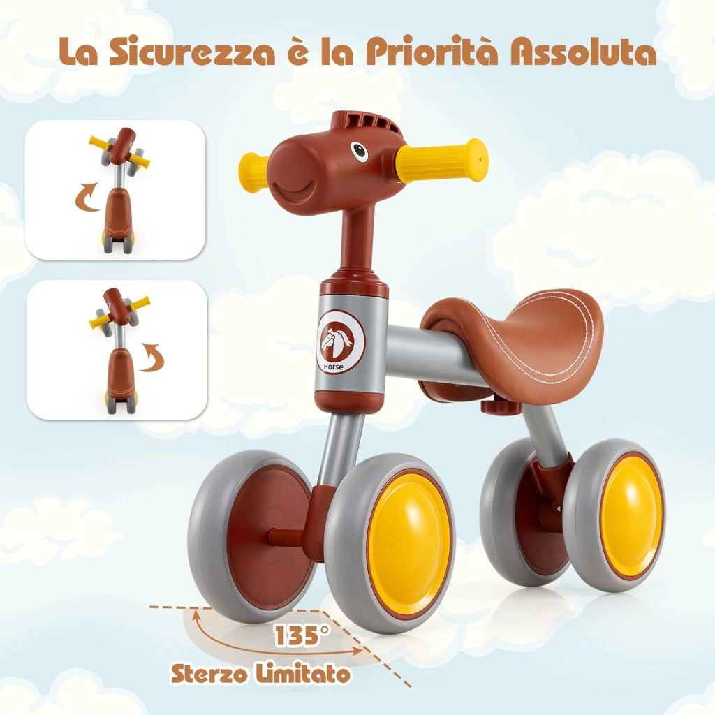 Bicicletta Senza Pedali per Bambini, Bici Equilibrio per Bambini con Sedile in Pelle Aritificiale e Ruote in Schiuma EVA, Bike per Bambini 18-36 Mesi, Portata 25 kg