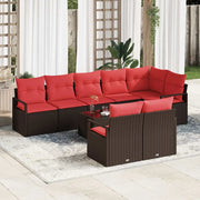 Set di divani 9 pcs Marrone polyrattan